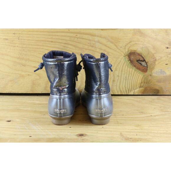 Sperry Boots Womens Duck Boots Saltwater 8M Blue Silver Shoes - Picture 3 of 7